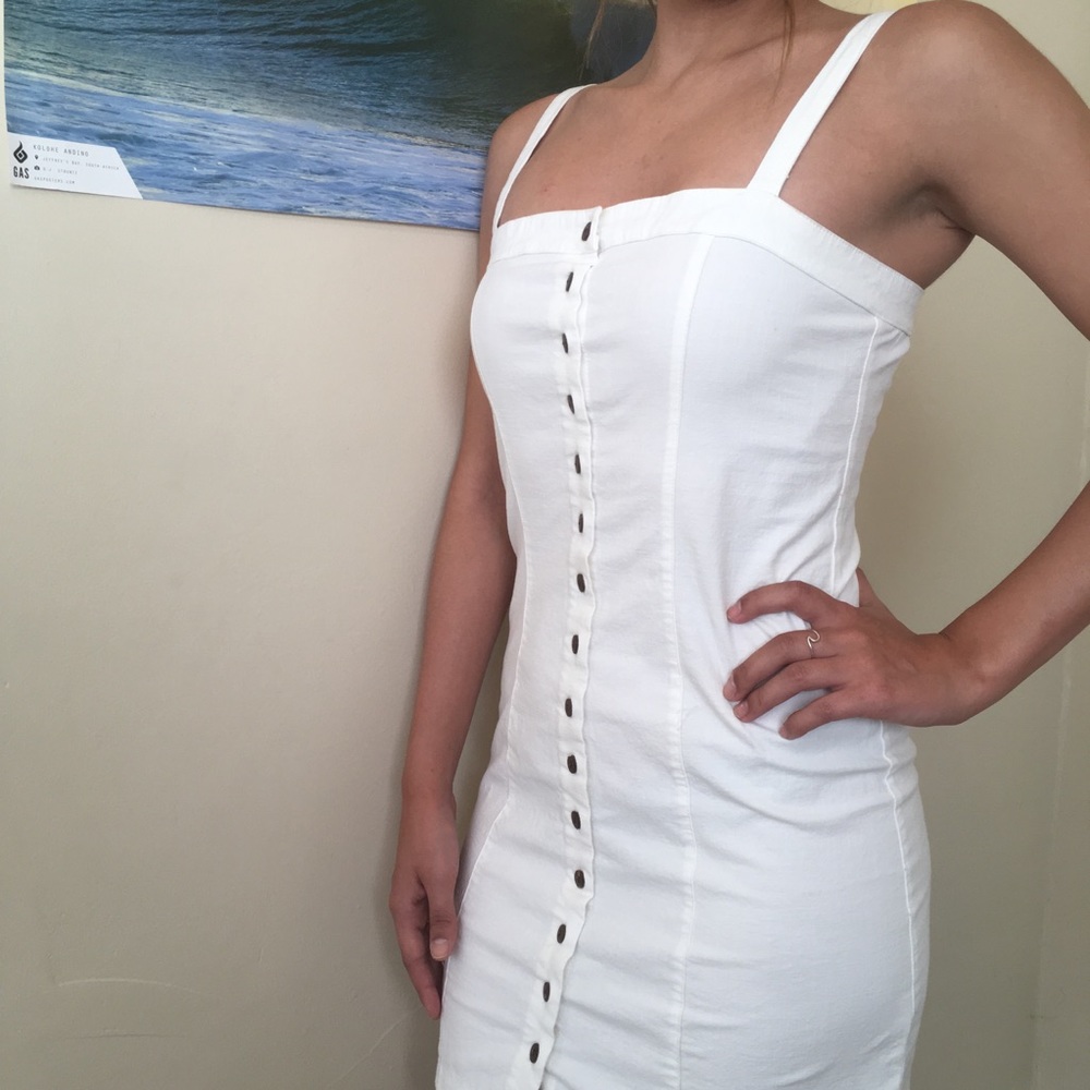 White Forever 21 Sun Dress with buttons (M/L)
